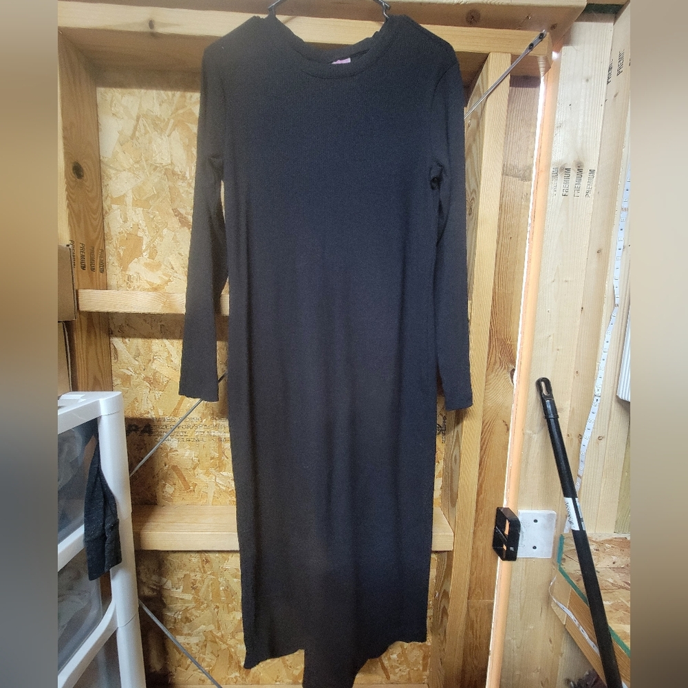 Terez NWOT Elegant Black Long Sleeve Knit Ribbed Dress Size XL